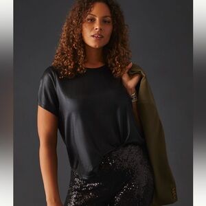 Anthropologie / Porridge Shine Glam Tee Black Sz S